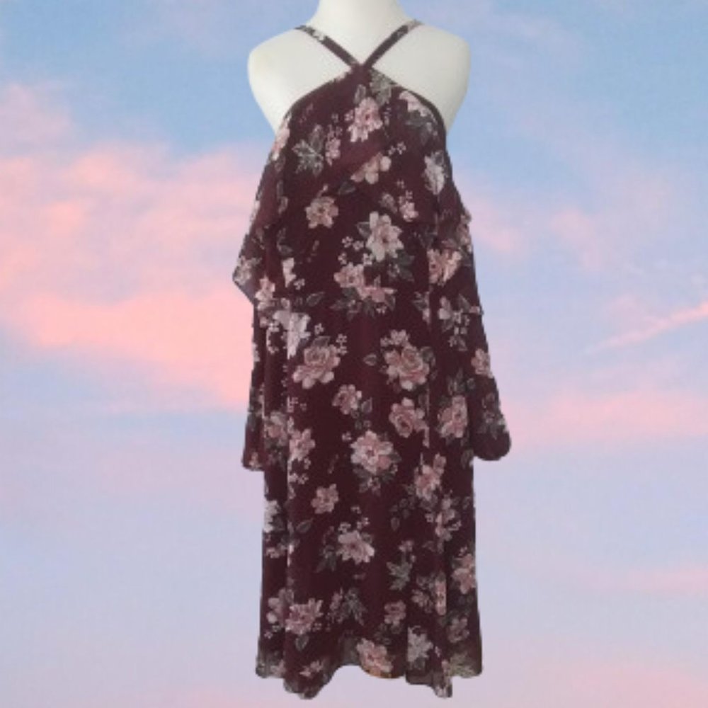 NWT Torrid Floral Cold Shoulder Ruffle Dress feminine flirty subtle sexy  16